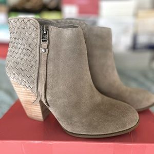 Taupe sole society woven suede booties